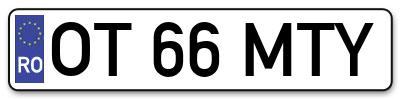 Placuta inmatriculare numar auto  OT-66-MTY, OT 66 MTY, OT66MTY