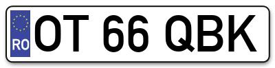 Placuta inmatriculare numar auto  OT-66-QBK, OT 66 QBK, OT66QBK