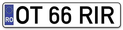 Placuta inmatriculare numar auto  OT-66-RIR, OT 66 RIR, OT66RIR