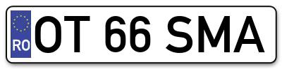 Placuta inmatriculare numar auto  OT-66-SMA, OT 66 SMA, OT66SMA