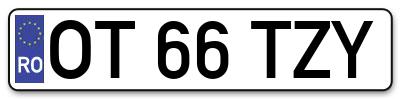 Placuta inmatriculare numar auto  OT-66-TZY, OT 66 TZY, OT66TZY