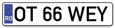 Placuta inmatriculare numar auto  OT-66-WEY, OT 66 WEY, OT66WEY
