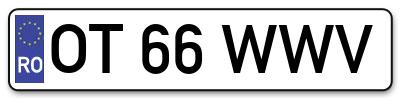 Placuta inmatriculare numar auto  OT-66-WWV, OT 66 WWV, OT66WWV