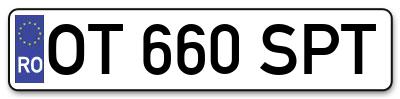 Placuta inmatriculare numar auto  OT-660-SPT, OT 660 SPT, OT660SPT