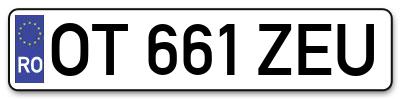 Placuta inmatriculare numar auto  OT-661-ZEU, OT 661 ZEU, OT661ZEU