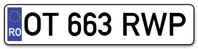 Placuta inmatriculare numar auto  OT-663-RWP, OT 663 RWP, OT663RWP