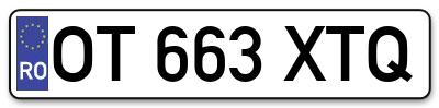 Placuta inmatriculare numar auto  OT-663-XTQ, OT 663 XTQ, OT663XTQ