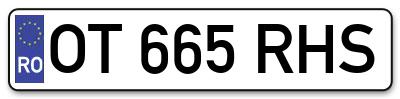 Placuta inmatriculare numar auto  OT-665-RHS, OT 665 RHS, OT665RHS