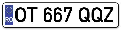 Placuta inmatriculare numar auto  OT-667-QQZ, OT 667 QQZ, OT667QQZ