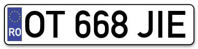Placuta inmatriculare numar auto  OT-668-JIE, OT 668 JIE, OT668JIE