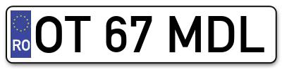 Placuta inmatriculare numar auto  OT-67-MDL, OT 67 MDL, OT67MDL