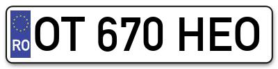 Placuta inmatriculare numar auto  OT-670-HEO, OT 670 HEO, OT670HEO