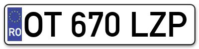 Placuta inmatriculare numar auto  OT-670-LZP, OT 670 LZP, OT670LZP