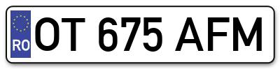 Placuta inmatriculare numar auto  OT-675-AFM, OT 675 AFM, OT675AFM
