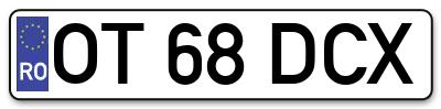Placuta inmatriculare numar auto  OT-68-DCX, OT 68 DCX, OT68DCX