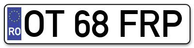Placuta inmatriculare numar auto  OT-68-FRP, OT 68 FRP, OT68FRP