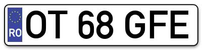 Placuta inmatriculare numar auto  OT-68-GFE, OT 68 GFE, OT68GFE