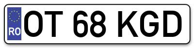 Placuta inmatriculare numar auto  OT-68-KGD, OT 68 KGD, OT68KGD