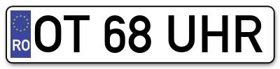 Placuta inmatriculare numar auto  OT-68-UHR, OT 68 UHR, OT68UHR