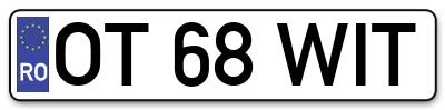 Placuta inmatriculare numar auto  OT-68-WIT, OT 68 WIT, OT68WIT