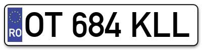 Placuta inmatriculare numar auto  OT-684-KLL, OT 684 KLL, OT684KLL