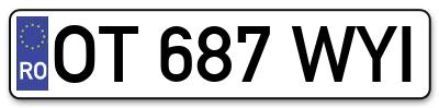 Placuta inmatriculare numar auto  OT-687-WYI, OT 687 WYI, OT687WYI