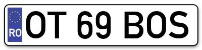 Placuta inmatriculare numar auto  OT-69-BOS, OT 69 BOS, OT69BOS