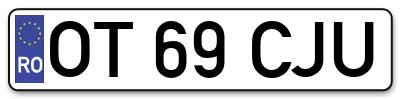 Placuta inmatriculare numar auto  OT-69-CJU, OT 69 CJU, OT69CJU