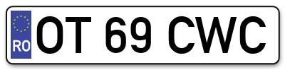 Placuta inmatriculare numar auto  OT-69-CWC, OT 69 CWC, OT69CWC