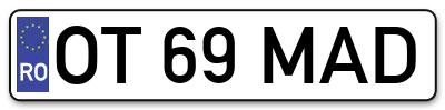 Placuta inmatriculare numar auto  OT-69-MAD, OT 69 MAD, OT69MAD