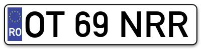 Placuta inmatriculare numar auto  OT-69-NRR, OT 69 NRR, OT69NRR