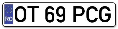 Placuta inmatriculare numar auto  OT-69-PCG, OT 69 PCG, OT69PCG