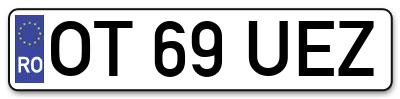 Placuta inmatriculare numar auto  OT-69-UEZ, OT 69 UEZ, OT69UEZ