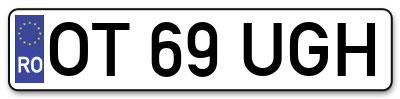 Placuta inmatriculare numar auto  OT-69-UGH, OT 69 UGH, OT69UGH