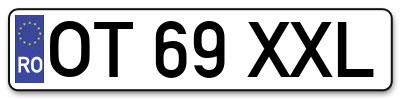 Placuta inmatriculare numar auto  OT-69-XXL, OT 69 XXL, OT69XXL