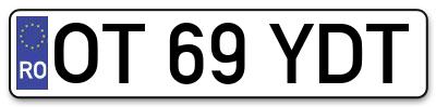 Placuta inmatriculare numar auto  OT-69-YDT, OT 69 YDT, OT69YDT