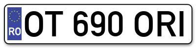 Placuta inmatriculare numar auto  OT-690-ORI, OT 690 ORI, OT690ORI