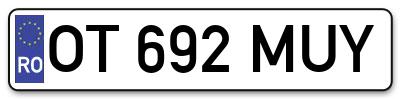 Placuta inmatriculare numar auto  OT-692-MUY, OT 692 MUY, OT692MUY