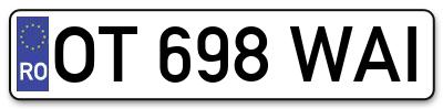 Placuta inmatriculare numar auto  OT-698-WAI, OT 698 WAI, OT698WAI