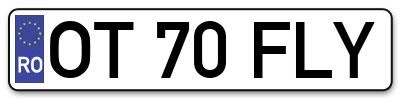 Placuta inmatriculare numar auto  OT-70-FLY, OT 70 FLY, OT70FLY