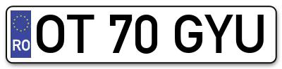 Placuta inmatriculare numar auto  OT-70-GYU, OT 70 GYU, OT70GYU