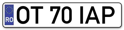 Placuta inmatriculare numar auto  OT-70-IAP, OT 70 IAP, OT70IAP