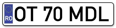 Placuta inmatriculare numar auto  OT-70-MDL, OT 70 MDL, OT70MDL