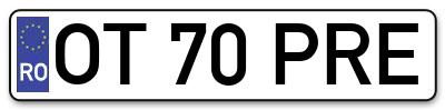Placuta inmatriculare numar auto  OT-70-PRE, OT 70 PRE, OT70PRE