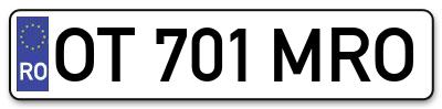 Placuta inmatriculare numar auto  OT-701-MRO, OT 701 MRO, OT701MRO