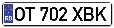 Placuta inmatriculare numar auto  OT-702-XBK, OT 702 XBK, OT702XBK