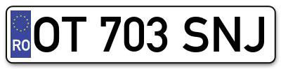 Placuta inmatriculare numar auto  OT-703-SNJ, OT 703 SNJ, OT703SNJ