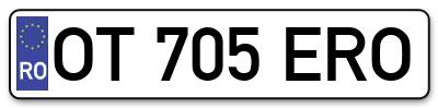 Placuta inmatriculare numar auto  OT-705-ERO, OT 705 ERO, OT705ERO