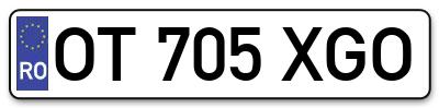 Placuta inmatriculare numar auto  OT-705-XGO, OT 705 XGO, OT705XGO
