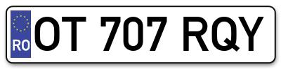 Placuta inmatriculare numar auto  OT-707-RQY, OT 707 RQY, OT707RQY